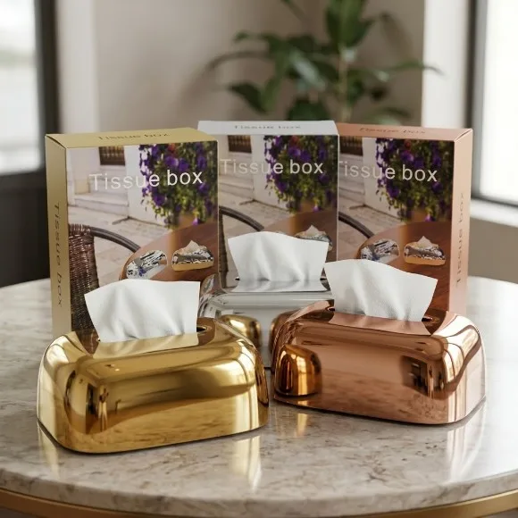 Luxury Metallic Tissue Box for Home Office & Car Decor