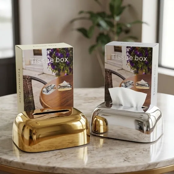 Luxury Metallic Tissue Box for Home Office & Car Decor