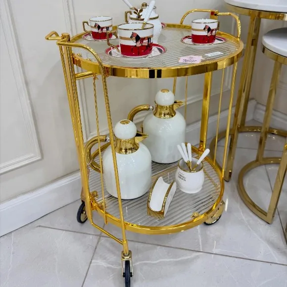 Luxury Retro Folding Dining Car Tea Service Trolley