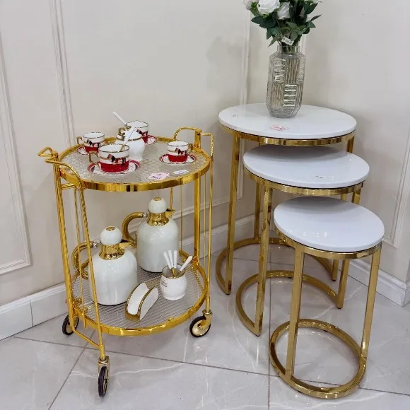 Luxury Retro Folding Dining Car Tea Service Trolley