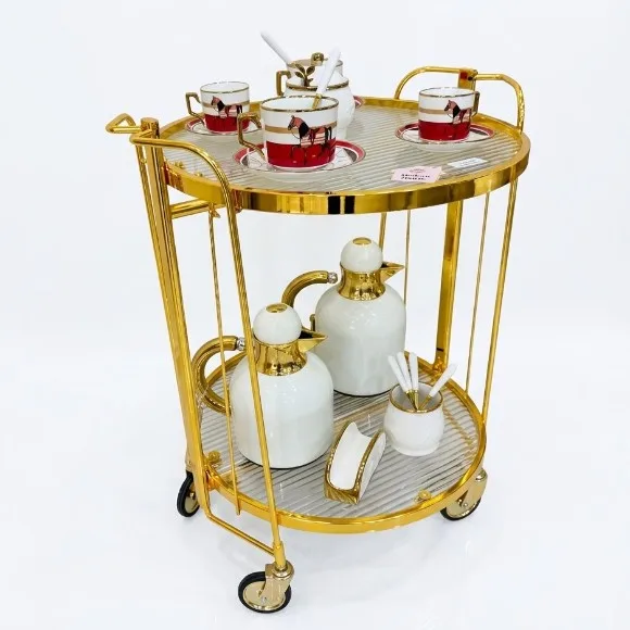 Luxury Retro Folding Dining Car Tea Service Trolley