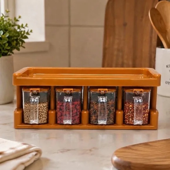 Master Chef Spice Rack Containers - 4 - Jar Set
