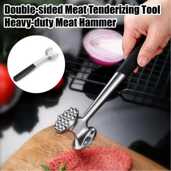 Meat Tenderizer Hammer Dual-Sided Mirror Polished Comfortable Grip Pounder Heavy Duty Pounder Tool for Steak Fish