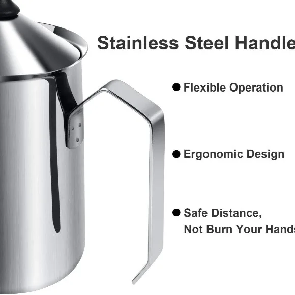 Milk Frother for Coffee, Manual Milk Frother, Stainless Steel Hand Pump thumbnail 4