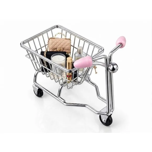 Mini Shopping Cart Desk Storage Trolley 16 x 12.5 cm