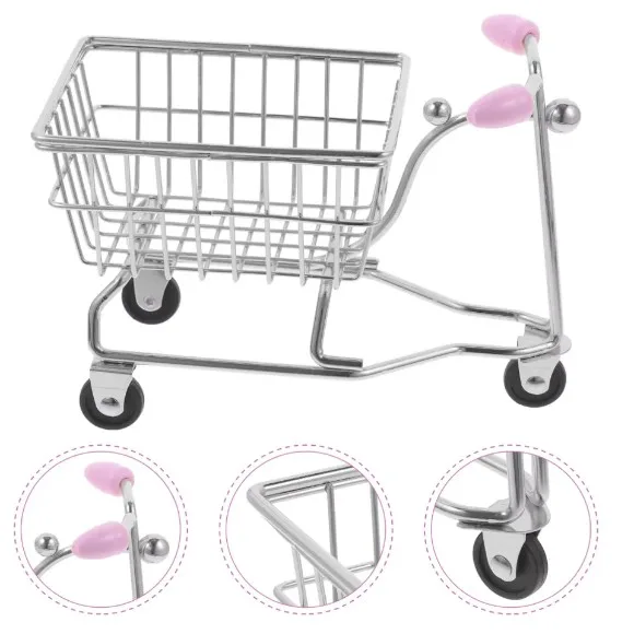 Mini Shopping Cart Desk Storage Trolley 16 x 12.5 cm