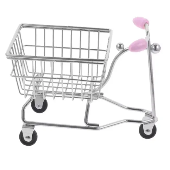 Mini Shopping Cart Desk Storage Trolley 16 x 12.5 cm