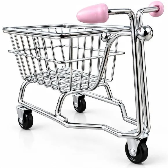 Mini Shopping Cart Desk Storage Trolley 16 x 12.5 cm