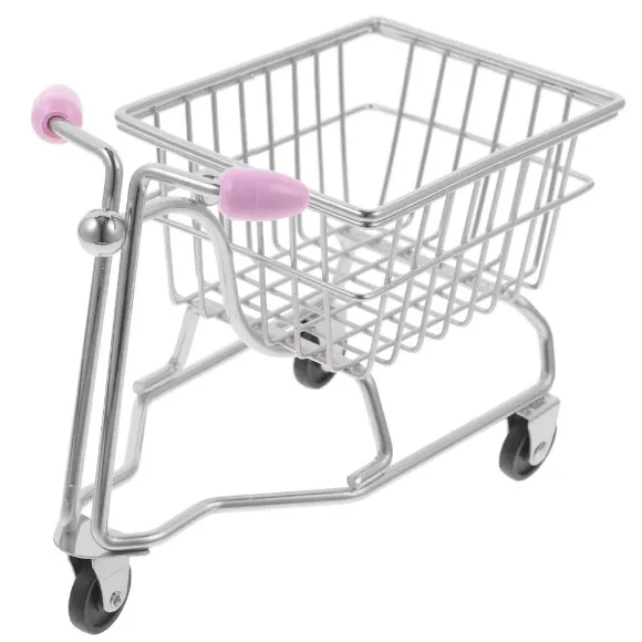 Mini Shopping Cart Desk Storage Trolley 16 x 12.5 cm