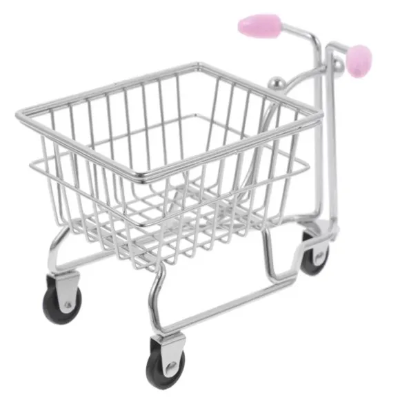 Mini Shopping Cart Desk Storage Trolley 16 x 12.5 cm