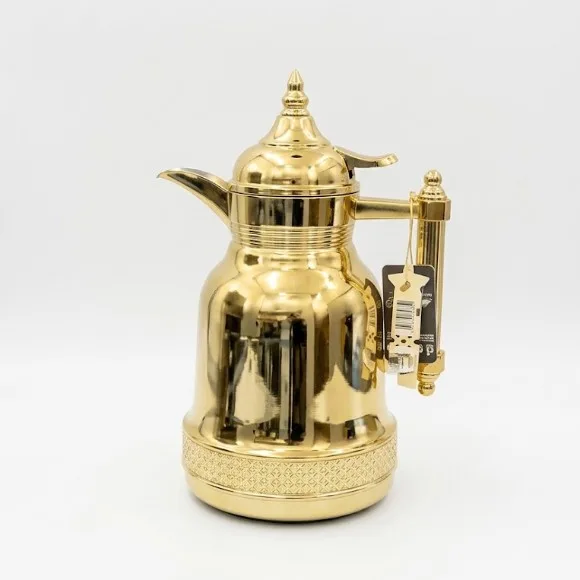 MIXFF Thermos Vacuum Flask Silver Insulated Arabic Coffee Server 1.0L