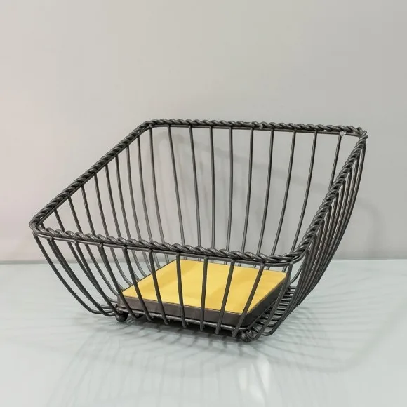 Modern Iron & Wood Countertop Fruit Basket