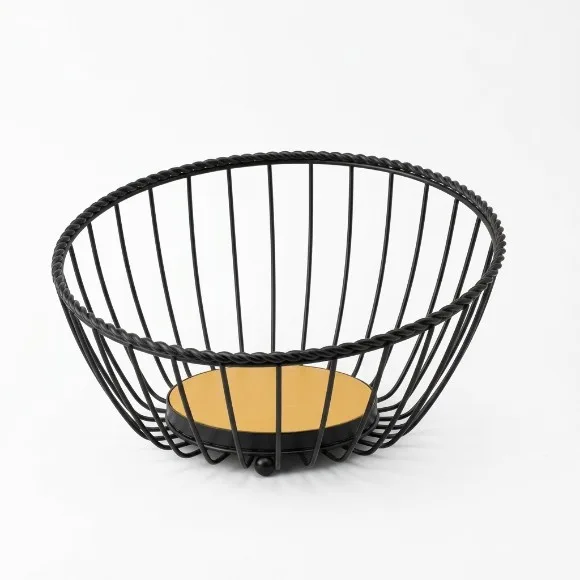 Modern Iron & Wood Countertop Fruit Basket