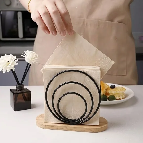 Modern Metal Napkin Holder Countertop Vertical Paper Storage Rack