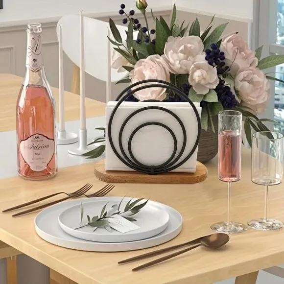 Modern Metal Napkin Holder Countertop Vertical Paper Storage Rack