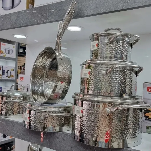 Rong Li Monaco Hammered Design Stainless Steel Cookware Set 9Pcs