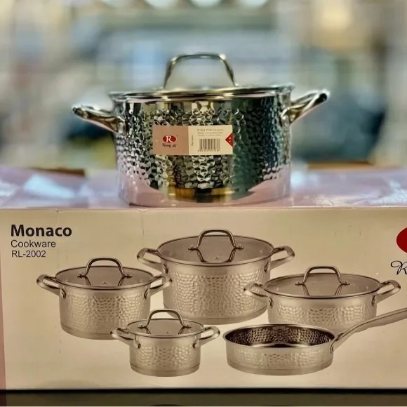 Rong Li Monaco Hammered Design Stainless Steel Cookware Set 9Pcs