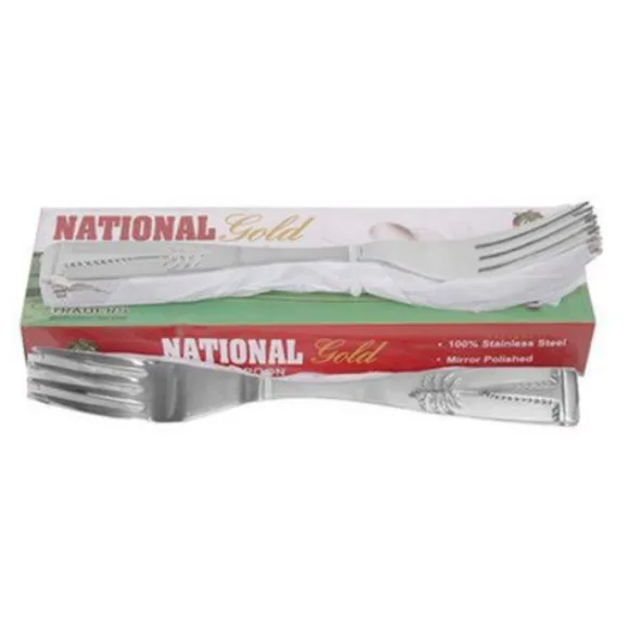 National Gold Set of 6 - Stainless Steel Forks - Silver