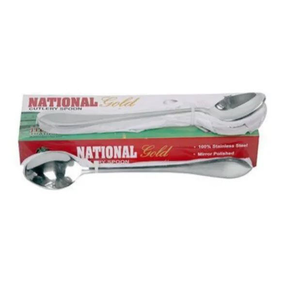 National Long Tea Spoon Set of 6 - Stainless Steel Spoons - Silver
