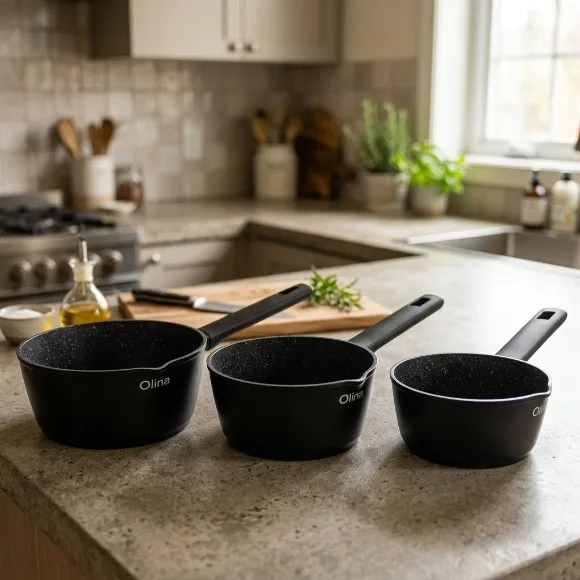 Olina granite Sauce Pan Set of 3 14+16+18cm