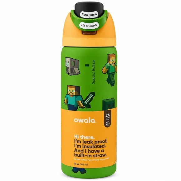 Owala FreeSip Minecraft Insulated Bottle 32oz