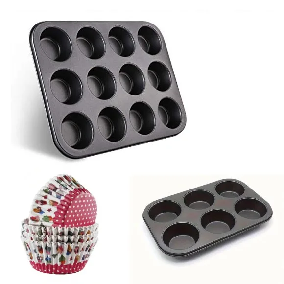 Pack of 3 - Cupcakes Baking Trays With Cupcake Liner