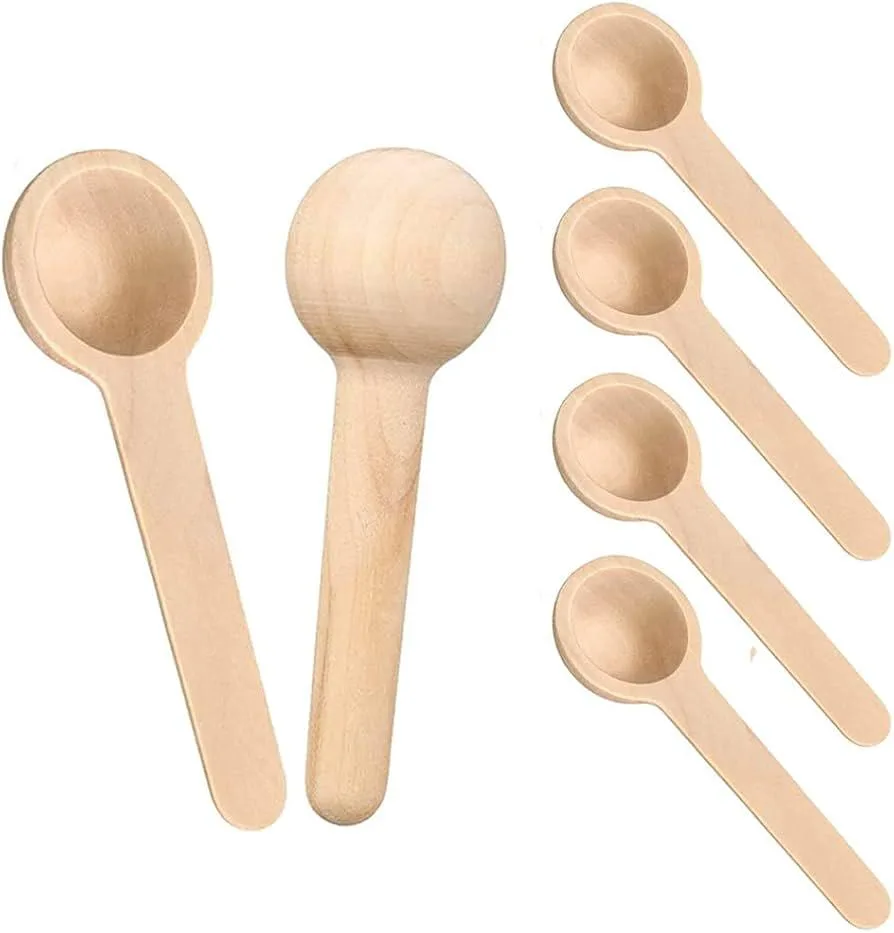 Pack of 6 - Mini Wooden Spoons, Spices Spoons, Small Round Wooden Kitchen Seasoning Spoons, Honey Spoon