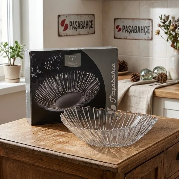 Pasabahce Aurora Glass Fruit Bowl Presentation Bowl 33 cm