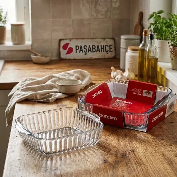Pasabahce Borcam Glass Ovenware Square Platter