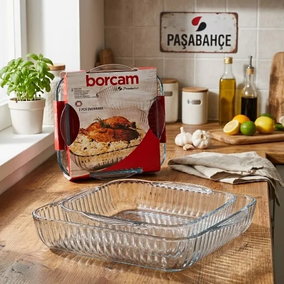 Pasabahce Borcam Glass Baking Dishes Set of 2 (1.9L + 3.2L)