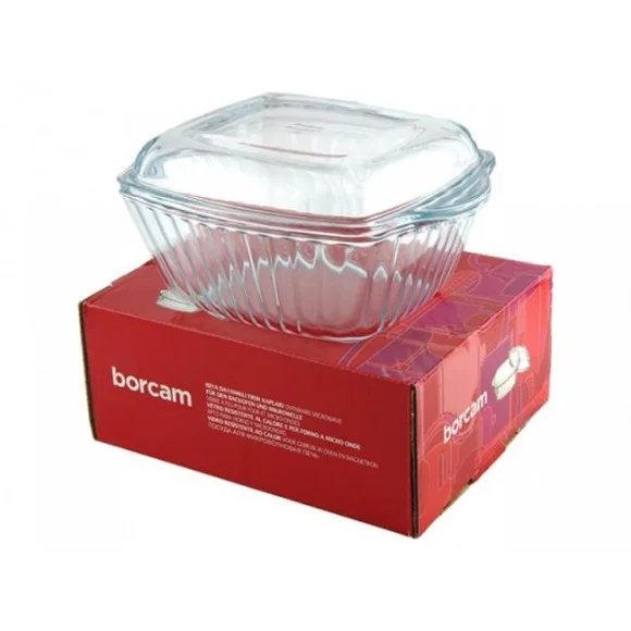 Pasabahce Borcam Glass Dish with Lid - 1870ml 23x19 CM thumbnail 3