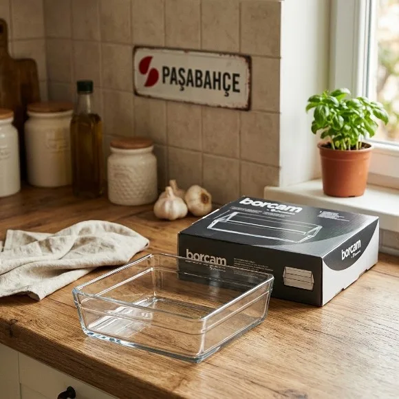 Pasabahce Borcam Glass Square Dish - 22CM