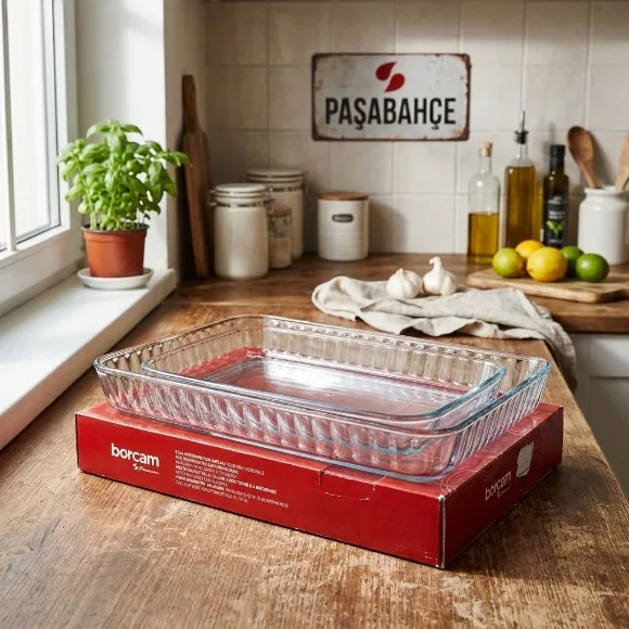 Pasabahce Borcam Heatproof Glass Baking  Tray Set