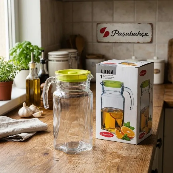 Pasabahce Luna Green Jug with Lid 1750ml