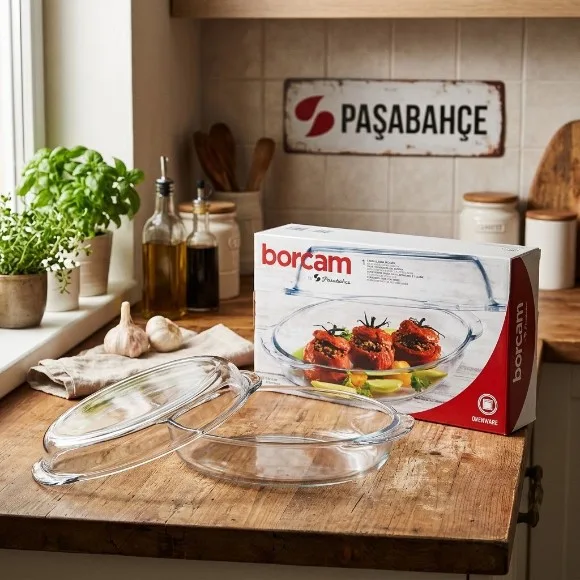 Pasabahce Oval Borcam Casserole with Lid 2250ml