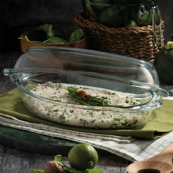 Pasabahce Oval Borcam Casserole with Lid 2250ml thumbnail 5