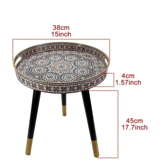 Plastic Serving Tray with 3 Legs Decorative Coffee Table with Handles