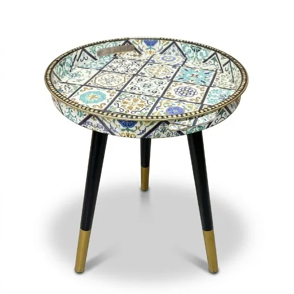 Plastic Serving Tray with 3 Legs Decorative Coffee Table with Handles