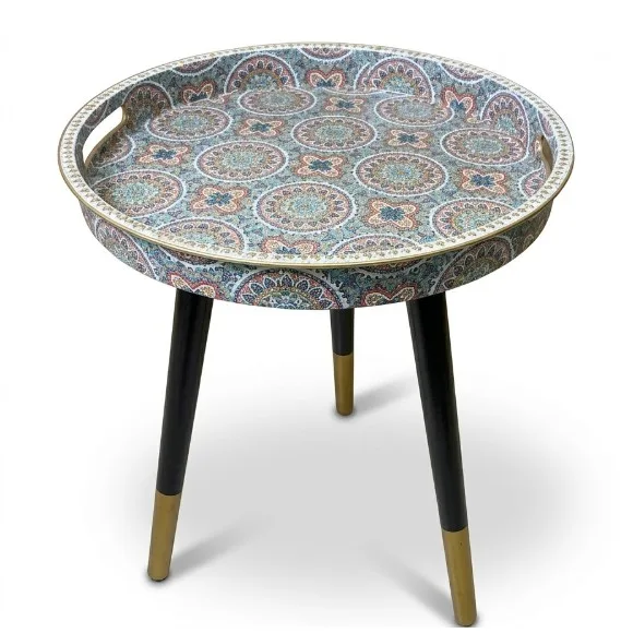 Plastic Serving Tray with 3 Legs Decorative Coffee Table with Handles