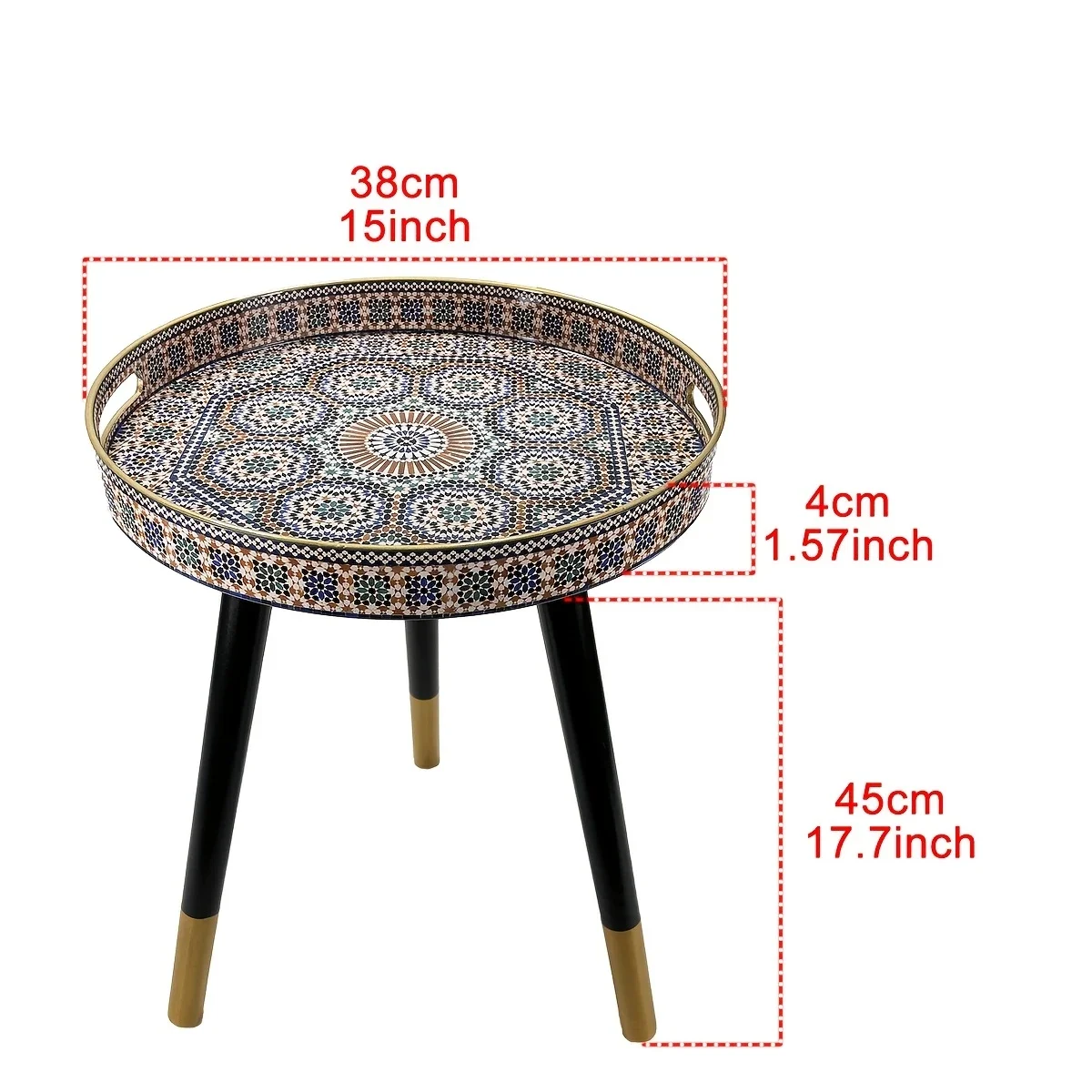 1 set plastic serving tray with 3 legs decorative coffee table with handles bohemian style sofa side table for living room perfume and jewelry storage tray for bedside Product details 7