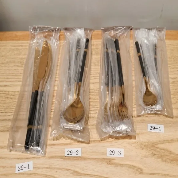 Premium Matte Black & Gold Stainless Steel Cutlery (Pack of 6) thumbnail 2
