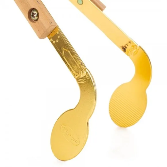 Professional Charcoal Tongs Wooden Handle Metal Head Gold 50 cm