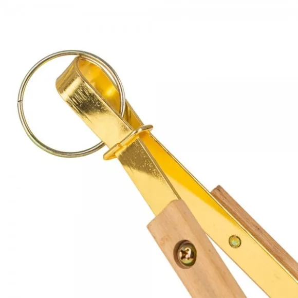 Professional Charcoal Tongs Wooden Handle Metal Head Gold 50 cm
