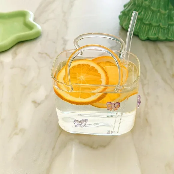 Purse Drinking Glass Handbag Shaped For Juice Cocktail Beverage Purse Cup