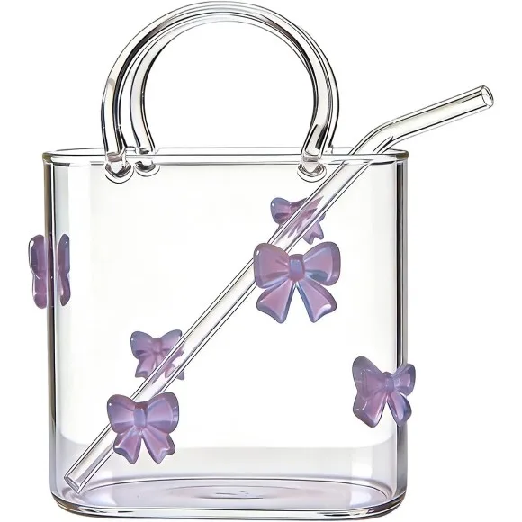 Purse Drinking Glass Handbag Shaped For Juice Cocktail Beverage Purse Cup