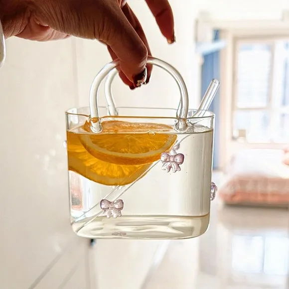 Purse Drinking Glass Handbag Shaped For Juice Cocktail Beverage Purse Cup