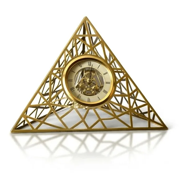 Pyramid Metal Clock Decorative Table Clock