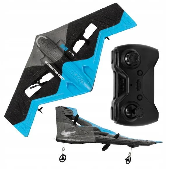 Remote control fighter plane, with two motors, LED, battery + remote control