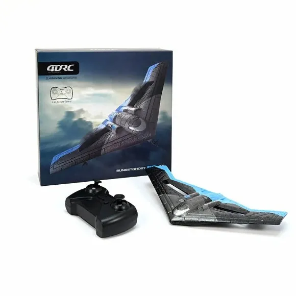 Remote control fighter plane, with two motors, LED, battery + remote control