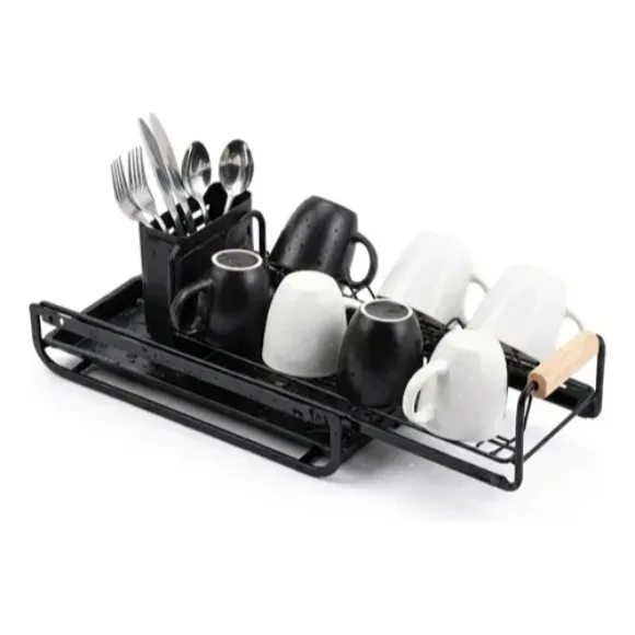 Retractable Metal Dish Drainer Black